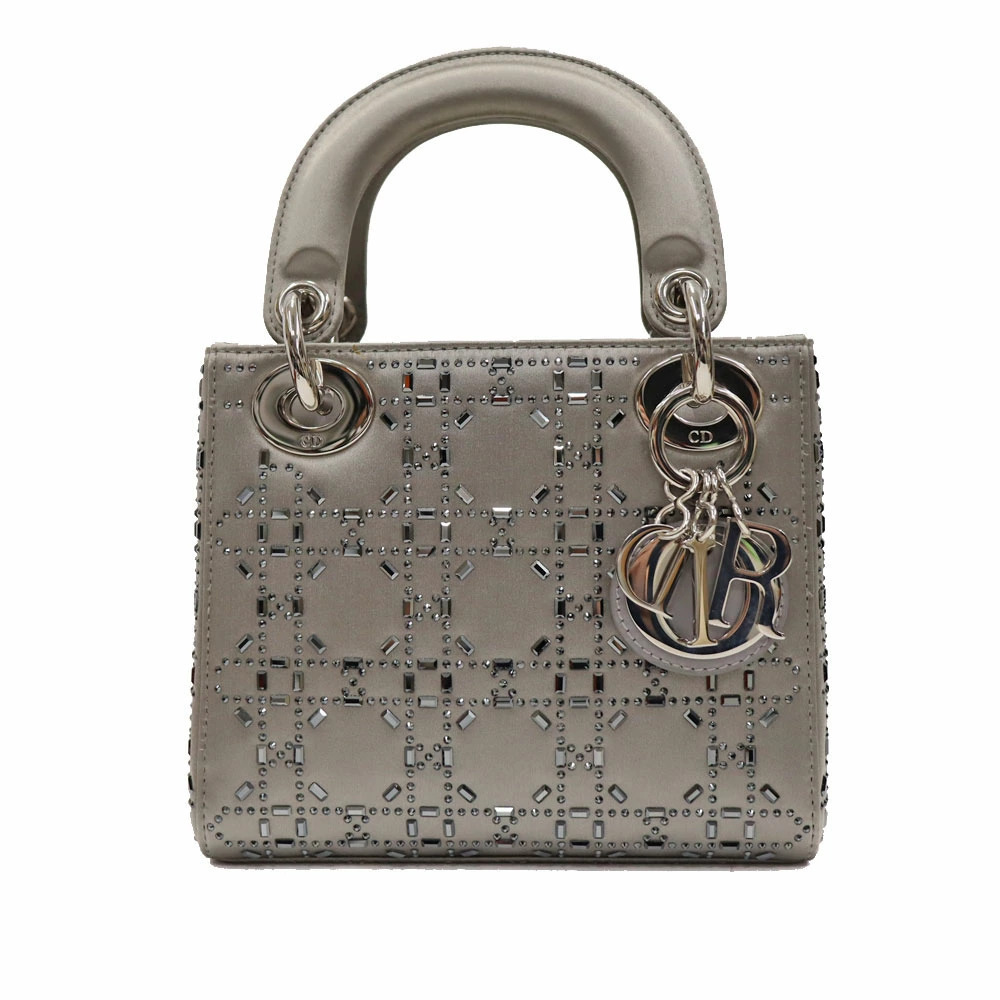 Christian Dior Lady Bag Satin Stone Gray